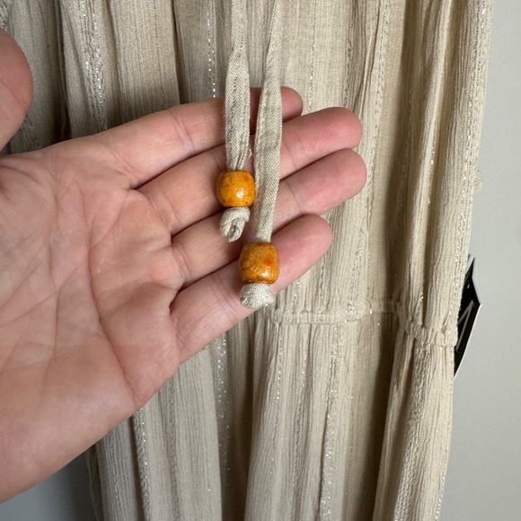 Mlle Gabrielle Sleeveless Tiered Maxi Dress Beige Size 3X NEW Boho Hippie Fairy - Picture 3 of 16